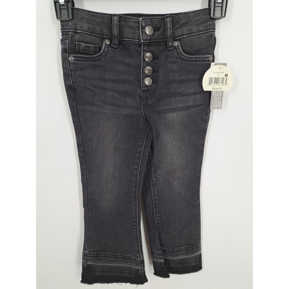NWT Colorful Planet Girl's Black Flared Crop Button Fly Jeans Size XS (4/5)